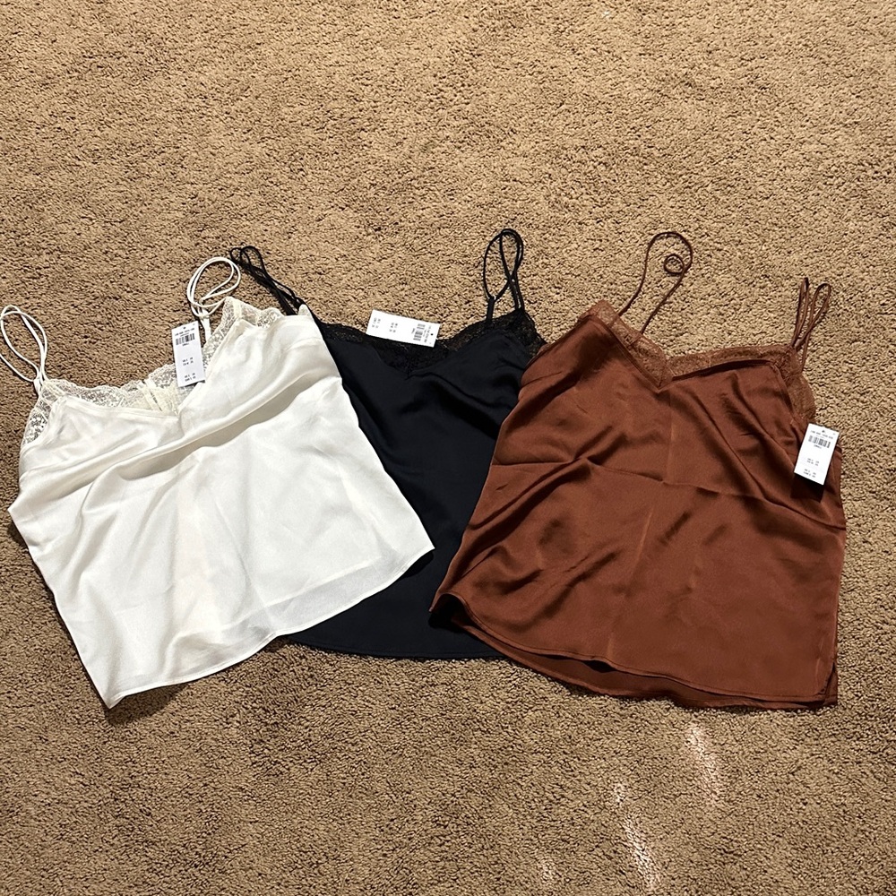Abercrombie & Fitch Camisoles in White, Black, and Brown NWT